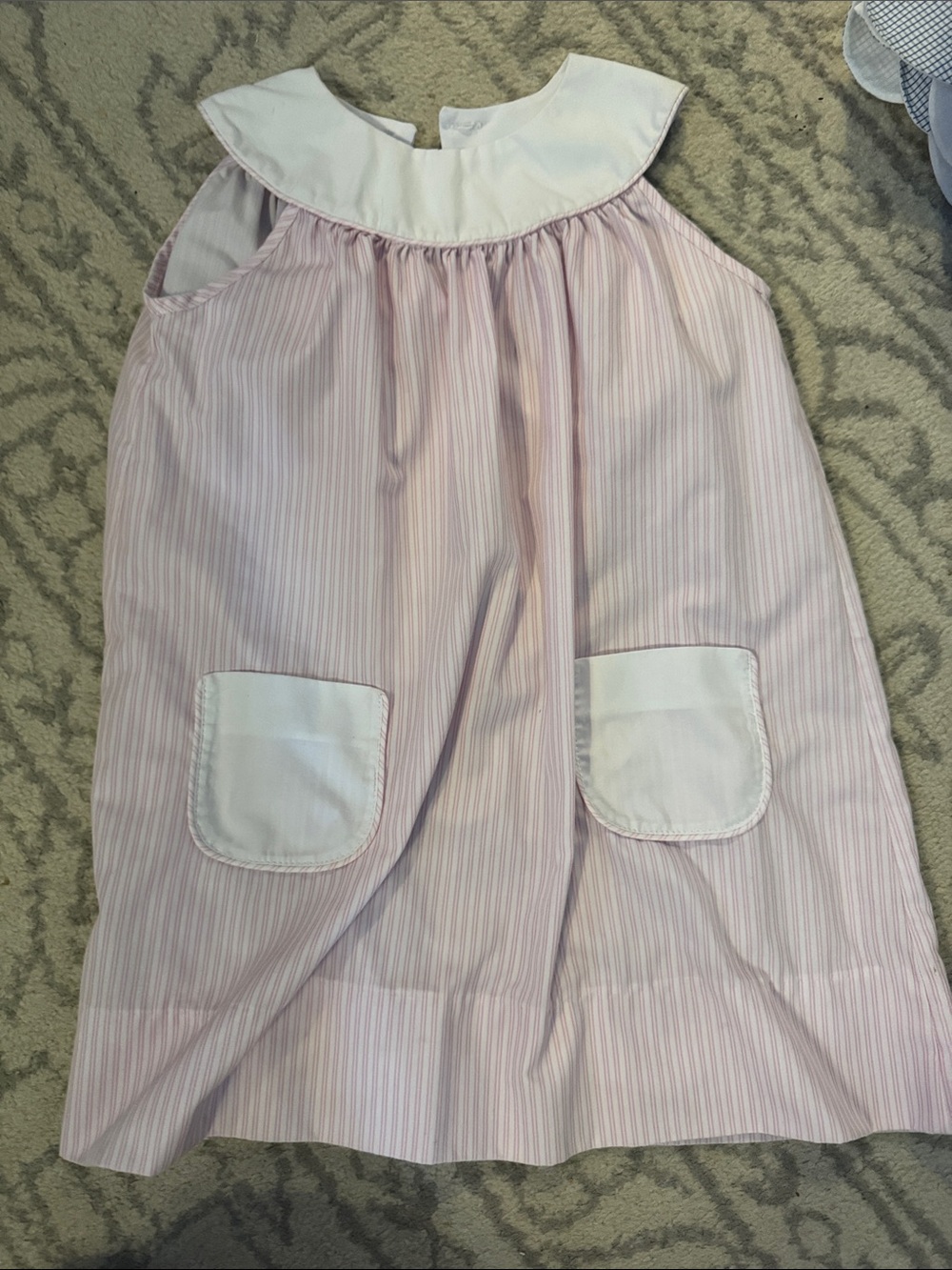 Lullaby Set Pink Striped Sleeveless Dress with White Collar and Pockets